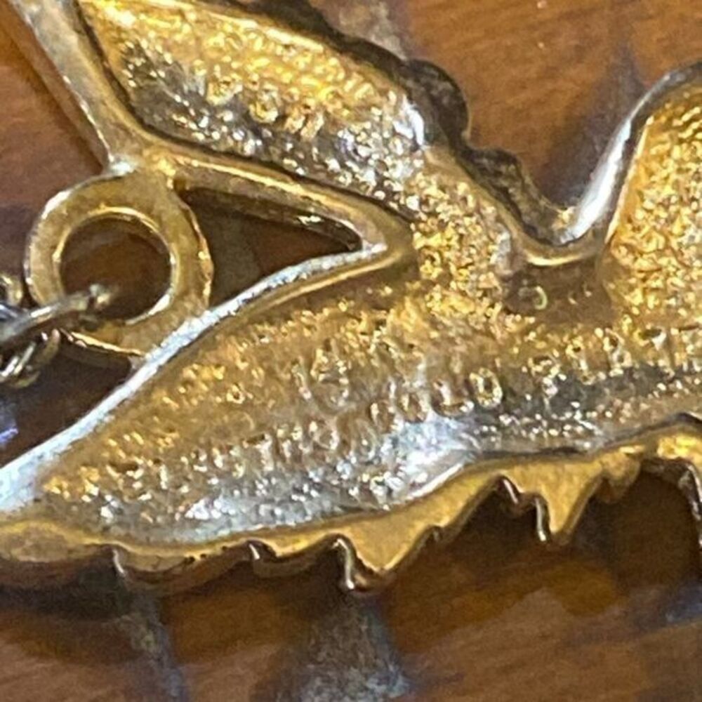 Vintage 14k Gold Electroplated Eagle Pendant Necklace - Picture 5 of 5